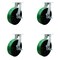 Service Caster 10'' Heavy Duty Green Poly on Cast Iron Swivel Caster Set with Brakes, 4PK CRAN-SCC-KP92S1030-PUR-GB-SLB-4 - alternate 1